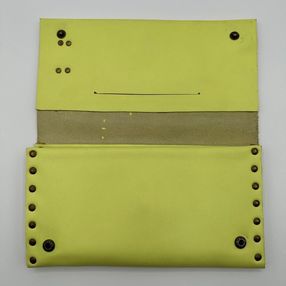 Huong Handmade Leather‎ Trifold Wallet Artisan Painted Nature Landscape Forest